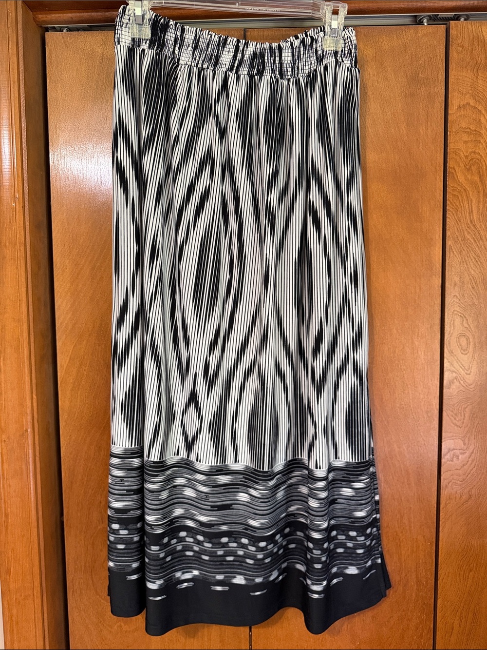 Mlle Gabrielle Black & White Geometric Maxi Skirt